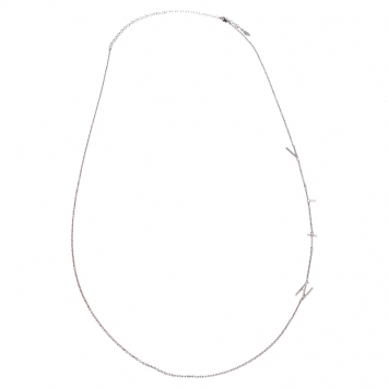 Pre Owned Valentino Silver Tone Letter Long Necklace 