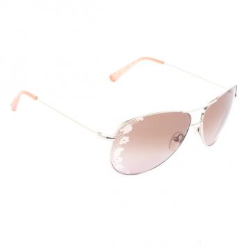 Pre Owned Valentino Peach & Gold 101S Aviator Womens Sunglasses