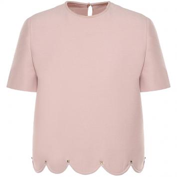 Pre Owned Valentino Wild Rose Crepe Couture Scalloped Top S