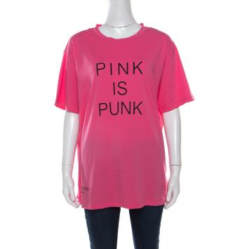 Pre Owned Valentino Shadow Pink Pink Is Punk Printed Cotton Crew Neck Oversized T-Shirt XL