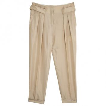 Pre Owned Valentino Beige Bowembellished Straightleg Silk Pants M