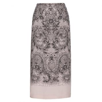 Pre Owned Valentino Two Tone Crepe de Chine Lace Print Skirt Medium / IT 42