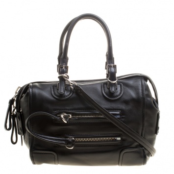 Pre Owned Valentino Black Leather Bowling Bag