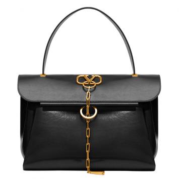 مملوكة مسبقًا Valentino Black Smooth Leather VCHAIN Top Handle Bag