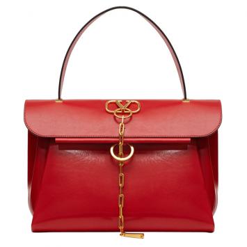 Pre Owned Valentino Rouge Pur Smooth Leather VCHAIN Top Handle Bag