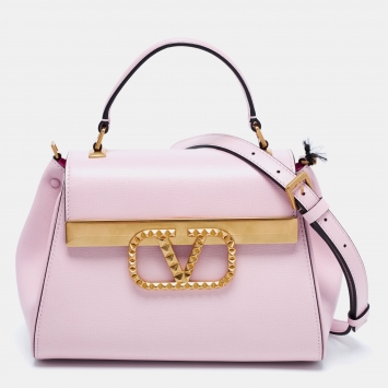 Pre Owned Valentino Pink Leather Small Alcove Top Handle Bag