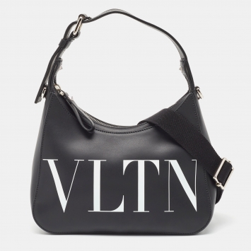 Pre Owned Valentino Black Leather Small VLTN Hobo