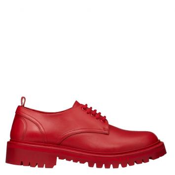 Pre Owned Valentino Rouge Pur Leather VLOGO Detail Derby Size 39