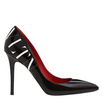 Pre Owned Valentino Black Patent Leather VLTN Pumps Size 39.5
