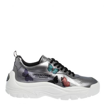 Pre Owned Valentino Silver Leather Butterflies by Undercover Print Platform Sneakers Size 38