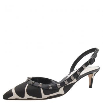 Pre Owned Valentino As Sample/Nero ROCKSTUD Slingback Pumps Size EU 40