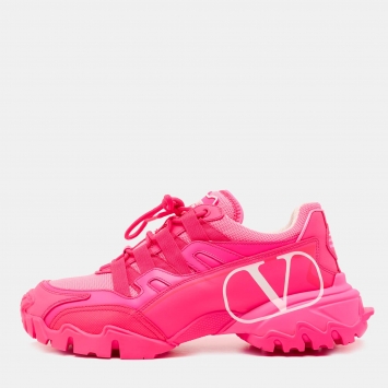 مملوكة مسبقًا Valentino Pink Leather and Mesh Climbers Sneakers Size 38
