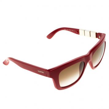 Pre Owned Valentino Red V691S Rockstuds Cat Eye Sunglasses