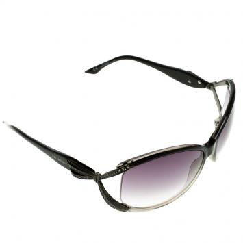 Pre Owned Valentino Grey 5628/S Crystal Embellished Round Sunglasses