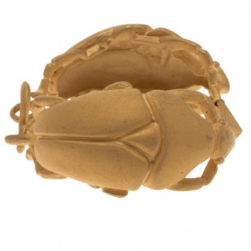 Pre Owned Valentino Beetle Gold Tone Cuff Bracelet 18cm