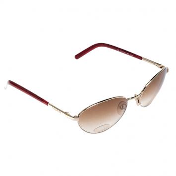 Pre Owned Valentino Gold/Brown V5111/S Vintage Round Sunglasses 