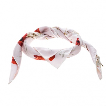 Pre Owned Valentino Blush Pink Poppy Printed Silk Square Scarf 