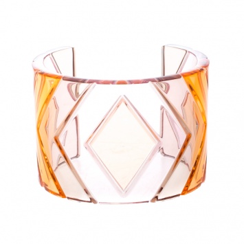 Pre Owned Valentino Orange Plexiglass Wide Open Cuff Bracelet 18cm