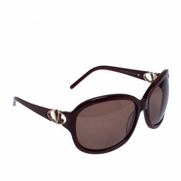 Pre Owned Valentino Burgundy/Brown 5782/S Oversized Sunglasses