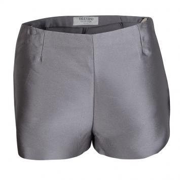 Pre Owned Valentino Grey Silk Blend High Waist Shorts S