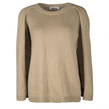 Pre Owned Valentino Brown Cape Style Cashmere Sweater L