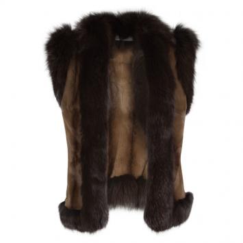 Pre Owned Valentino Brown Mustela Vison Front Open Vest M