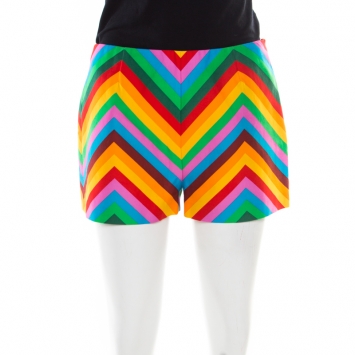 Pre Owned Valentino Multicolor Rainbow Chevron Striped Cotton Baladera Shorts S