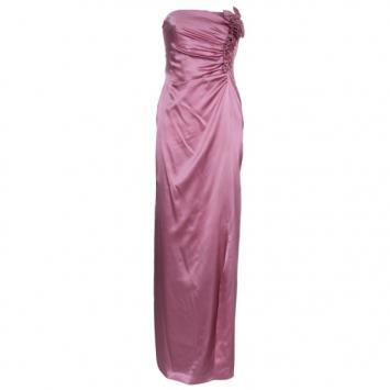 Pre Owned Valentino Mauve Silk Strapless Ruched Gown M