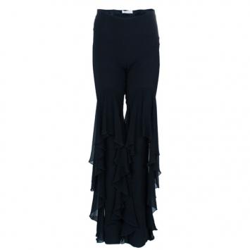 Pre Owned Valentino Black Ruffle Short Long Hem Pants M