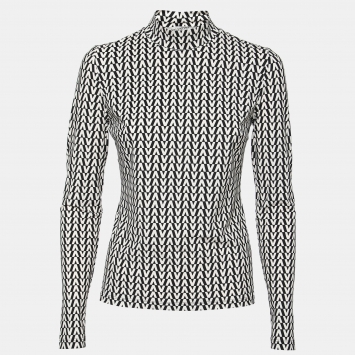 Pre Owned Valentino Black Printed Stretch-Jersey High-Neck Top M