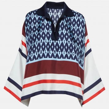 Pre Owned Valentino Multicolor Foulard Archive printed Silk Oversized Crop Top M