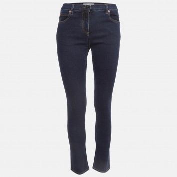 Pre Owned Valentino Dark Blue Denim Pocket Detailed Jeans M Waist 28