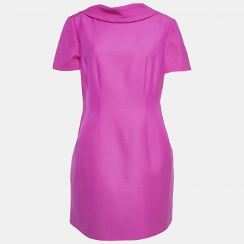 Pre Owned Valentino Pink Crepe Open Back Bow Detail Mini Dress L