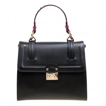 Pre Owned Valentino Black Leather Rockstud Cabana Top Handle Bag