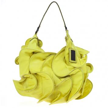 Pre Owned Valentino Yellow Nappa Rouches Hobo