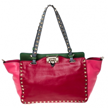 Pre Owned Valentino Multicolor Leather Small Rockstud Trapeze Tote