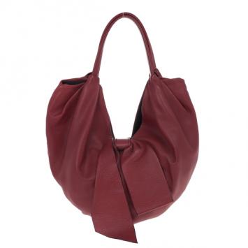 Pre Owned Valentino Garavani Red Nappa Leather Folie Bow Hobo Bag