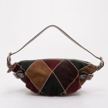 Pre Owned Valentino Suede Harlequin Patchwork Hobo