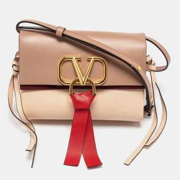 Pre Owned Valentino Multicolor Leather VRing Crossbody Bag