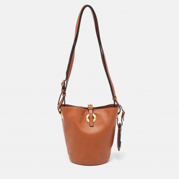 Pre Owned Valentino Tan Leather Eye On You Vitello Bucket Bag