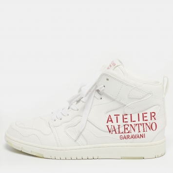 Pre Owned Valentino White Leather Atelier High Top Sneakers Size 40