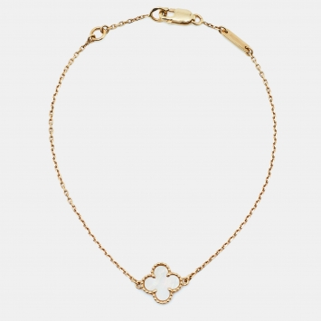 Pre Owned Van Cleef & Arpels Sweet Alhambra Mother of Pearl 18k Yellow Gold Bracelet