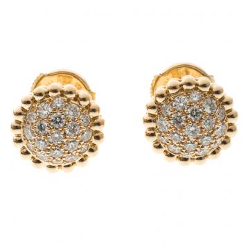 Pre Owned Van Cleef & Arpels Perlee Diamants Diamond 18k Rose Gold Earstuds
