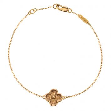 Pre Owned Van Cleef & Arpels Sweet Alhambra Textured 18k Rose Gold Bracelet