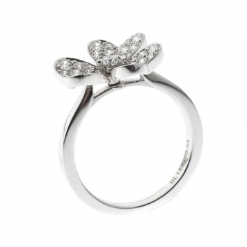 Pre Owned Van Cleef & Arpels Frivole Diamond Pave 18K White Gold Ring Size 54