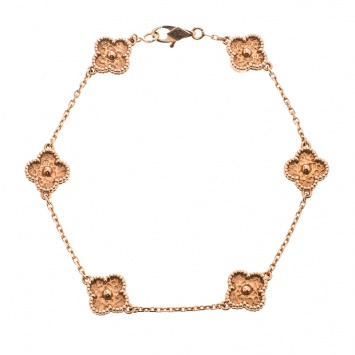 Pre Owned Van Cleef & Arpels Sweet Alhambra 6 Motif 18k Rose Gold Bracelet 