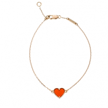 Pre Owned Van Cleef & Arpels Sweet Alhambra Heart Carnelian Rose Gold Bracelet
