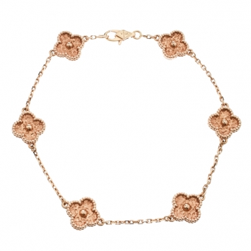 Pre Owned Van Cleef & Arpels Sweet Alhambra 6 Motif 18k Rose Gold Bracelet 