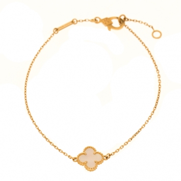 Pre Owned Van Cleef & Arpels Sweet Alhambra Mother of Pearl 18k Yellow Gold Bracelet