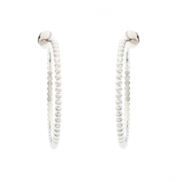 Pre Owned Van Cleef & Arpels Perlee Pearls 18K White Gold Hoop Earrings